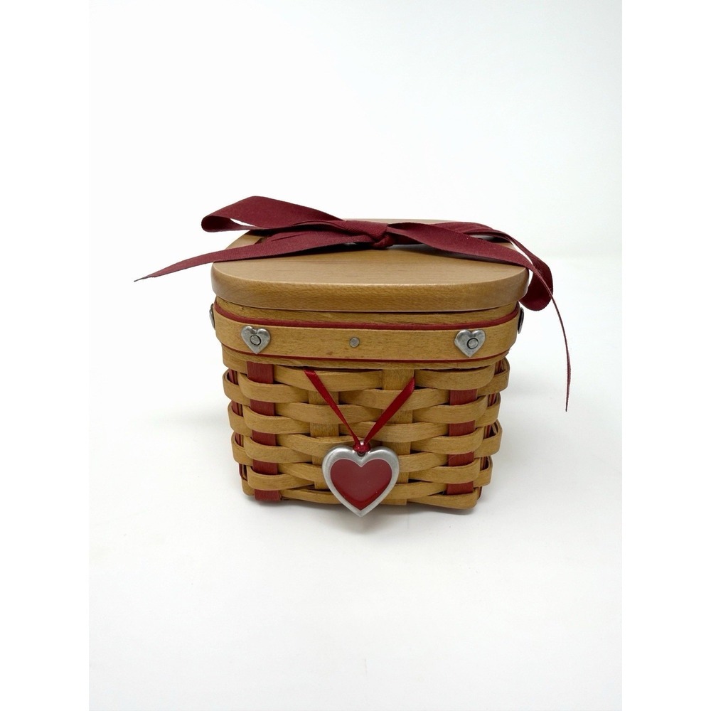 Longaberger Sweetest Gift Small Basket 4x4 Heart Tie Lid Liner Protector